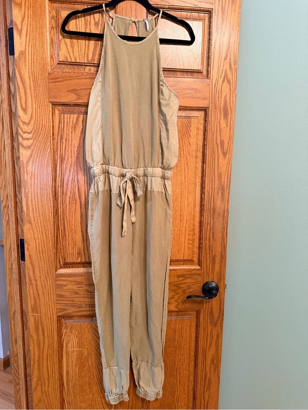 YFB Relaxed Drawstring Halter Jumpsuit in Khaki